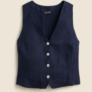 J. Crew Essential Linen Vest in Navy Size 6 Like New